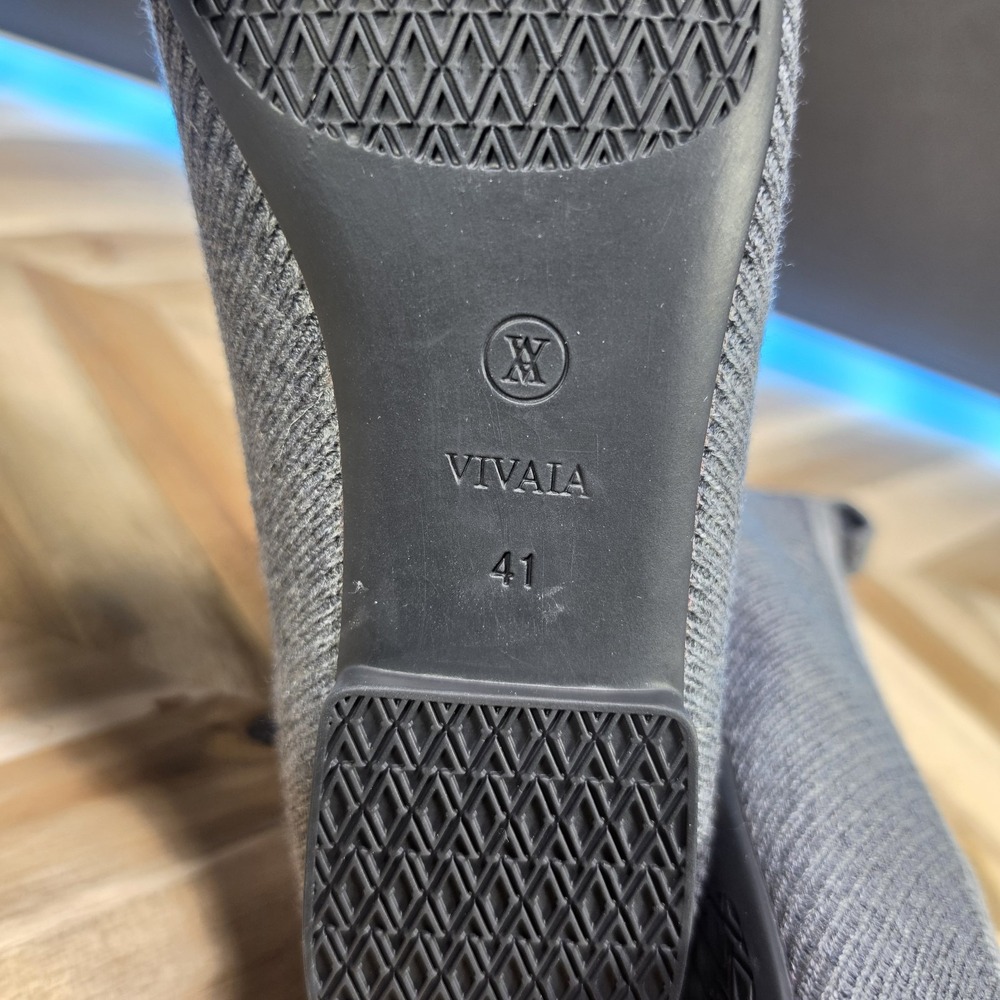 Vivaia Margot Women 41 / US 10.5 Grey Flats Square Toe Ribbed Knit Sustainable - Picture 10 of 13